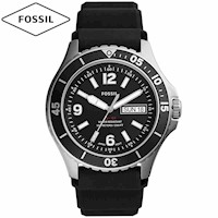 Reloj Fossil FB-02 FS5689 Fecha Acero Inoxidable Silicona Negro