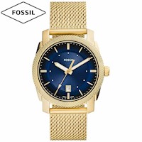 Reloj Fossil Machine FS5794 Fecha Acero Inoxidable Dorado Azul