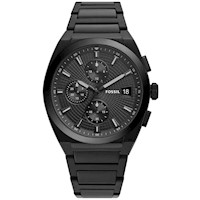 Reloj Fossil Everett Chrono FS5797 Hombre Fecha Cronometro Acero Inoxidable Negro