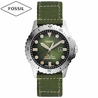 Reloj Fossil FB-01 FS5863 Fecha Acero Inoxidable Correa de Nylon Verde Militar