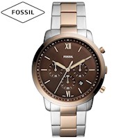 Reloj Fossil Neutra FS5869 Cronómetro Acero Inoxidable Plateado Dorado Marrón