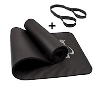 Colchoneta yoga mat pilates + ligas - 10 mm negro