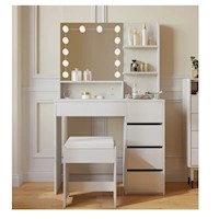 Tocador Moderno Led Tu Mesita Magic color Blanco 5 cajones