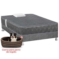 Cama Forli Acqua Americana 1.5PLZ Gris + Cama para perro