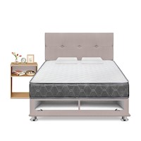 Juego de Dormitorio Forli Sabanera Beige Acqua 2PLZ + Velador Turin Beige