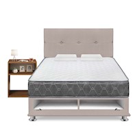 Juego de Dormitorio Forli Sabanera Acqua Beige 2PLZ + Velador Turín Caramelo