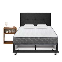 Juego de Dormitorio Forli Sabanera Acqua 2PLZ + Velador Turín Caramelo