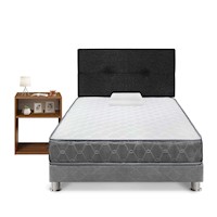 Juego de Dormitorio Forli Acqua 1.5PLZ + Velador Turín Caramelo