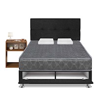 Juego de Dormitorio Forli Sabanera Acqua 2PLZ Gris + Velador Turín Caramelo