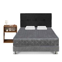 Juego de Dormitorio Forli Acqua 2PLZ Gris + Velador Turín Caramelo