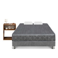 Cama Forli Americana Acqua 2PLZ Gris + Velador Turín Caramelo