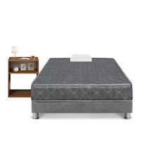 Cama Forli Americana Acqua 1.5PLZ Gris + Velador Turín Caramelo