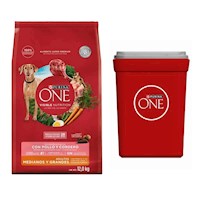 Purina One Alimento Perro Adulto 12kg Mediano - Grande Pollo Y Cordero + contenedor