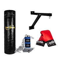 Set Sport Fitness Saco de box Lleno 1.20M + Accesorios FT-0052 Negro