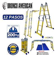 Escalera Multiposición de Fibra de Vidrio de 12 Pasos 4x4