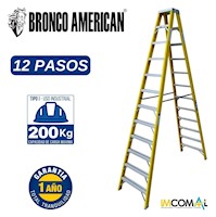 Escalera Tijera Fibra de Vidrio Profesional Doble Ascenso 12 Pasos