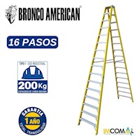 ESCALERA TIJERA FIBRA DE VIDRIO PROFESIONAL DOBLE ASCENSO DE 16 PASOS