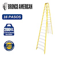 ESCALERA TIJERA FIBRA DE VIDRIO PROFESIONAL DOBLE ASCENSO DE 16 PASOS