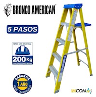 Escalera Tijera Fibra de Vidrio Profesional Simple Ascenso 5 Pasos