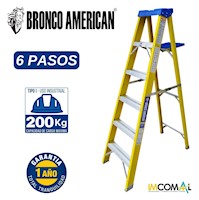 Escalera Tijera Fibra de Vidrio Profesional Simple Ascenso 6 Pasos