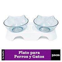 Plato Doble para Gato o Perro con Diseño de Orejas