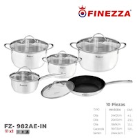 Juego De Ollas Finezza 10 Piezas Fz-982Ae De Acero