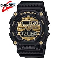 Reloj Casio G-Shock GA900AG-1A Digital Analógico Acuático Luz Led Resina Negro Dial Dorado