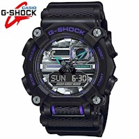 Reloj Casio G-Shock GA900AS-1A Digital Analógico Acuático Luz Led Resina Negro Dial Plateado