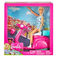 Muñeca Barbie Con Motoneta Y Accesorios