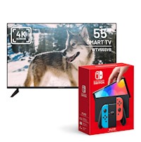 Televisor Wolff Smart TV 55'' Ultra HD 4K + Consola Nintendo Switch oled Neon