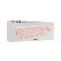 Teclado Logitech + Mouse Mk470 Wireless Slim Usb Rosa