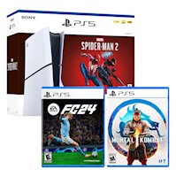 Consola Ps5 Slim Bundle Spiderman 2 + Ea Sports Fc 24 + Mortal Kombat 1