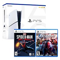 Consola Ps5 Slim Con Lector De Discos + Marvel Avengers + Spiderman Morales