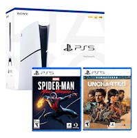 Consola PS5 Slim con lector + SpiderMan Morales + Uncharted Legacy of Thieves