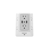 Forza Toma Corriente De Pared Fwt-6201 Usb-6X Nema 5-15R-X2 Puertos Usb Con Luz