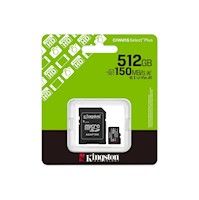 Tarjeta MicroSD Kingston 512GB Canvas Plus Gen 3 150Mbps A1