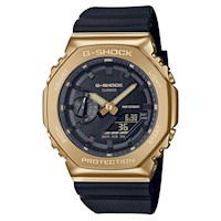 Reloj Hombre G-Shock Acero Dorado con Negro y Resina Negra GM-2100G-1A9
