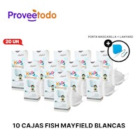 MASCARILLAS KN95 MAYFIELD FISH TYPE PARA NIÑOS X 200UNID COLOR BLANCO + REGALOS