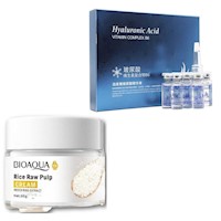 PACK CREMA ACLARANTE DE ARROZ BIOAQUA Y CREMA HIDRATANTE  HIALURONICO WATER GET