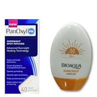 PACK PARCHES PARA EL ACNE PANOXYL Y BLOQUEADOR SOLAR BIOAQUA