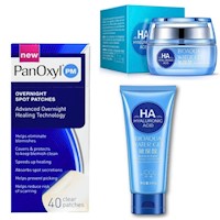 PACK PARCHES PARA EL ACNE PANOXYL, LIMPIADOR FACIAL Y CREMA HIDRATANTE