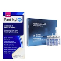 PACK PARCHES PARA EL ACNE PANOXYL Y ACIDO HIALURONICO  AMPOLLAS BIOAQUA