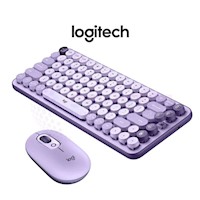 Kit - Teclado Logitech Pop Keys Multi-Device Wireless Y Pop Mouse Lila