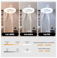 Ventilador Lampara Foco Led 36w / 3 Tonos De Luz 3 Velocidad