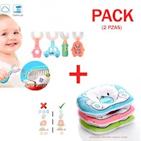 Pack Cepillo en U para Niños y Almohada Anti Cabeza Plana para bebé AS