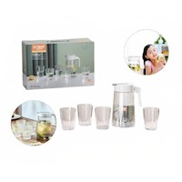 Set 1 Jarra + 4 vasos de vidrio Vajilla para bebidas