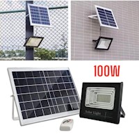 Reflector Solar Led 100Watts con Panel Solar Exteriores