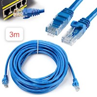 Cable Internet Red 3m Adaptador Rj45 CAT6 Ethernet UTP LAN BLUE Testeado