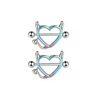 Piercing pezón nipple corazón diablito multicolor