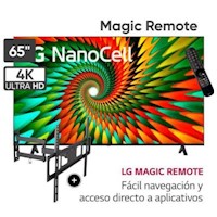 Televisor LG NanoCell 65 UHD 4K ThinQ AI 65NANO77SR+Rack Giratorio